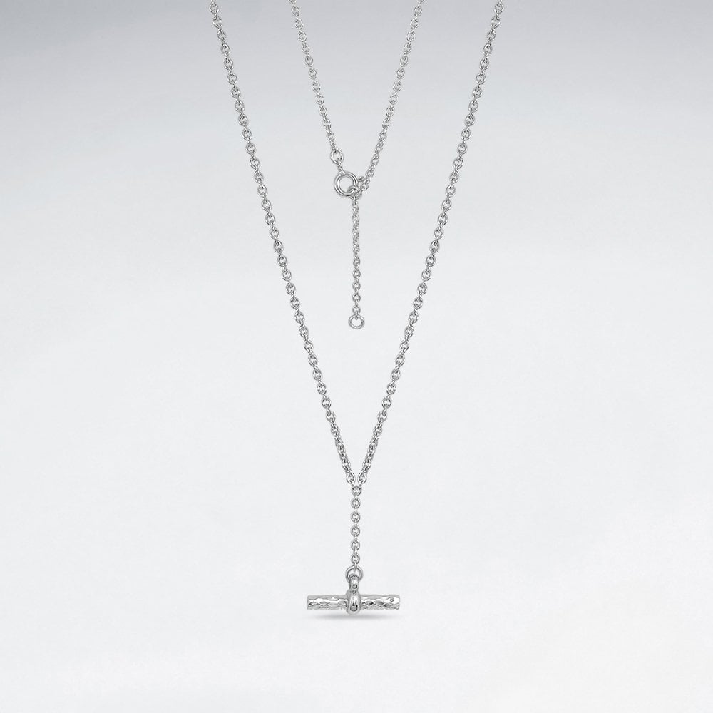 Sterling Silver T Bar Charm Necklace