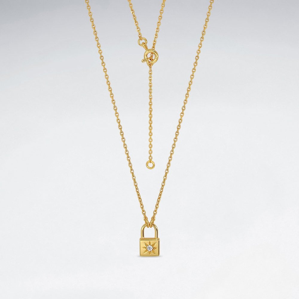 Love Lock Silver Necklace With CZ