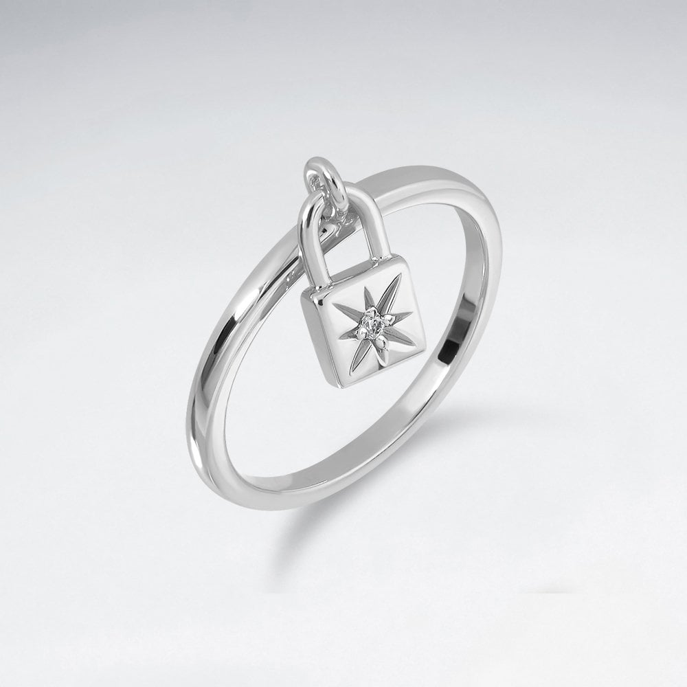 Love Lock Silver Ring With CZ