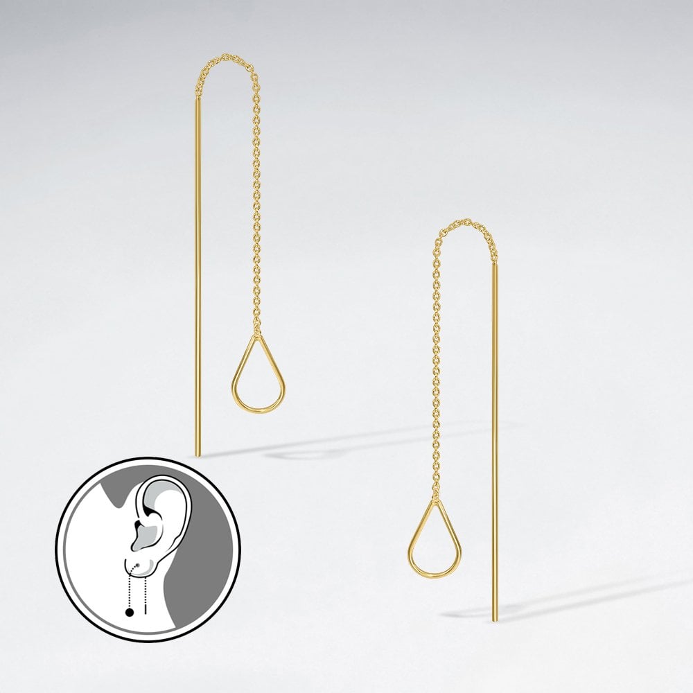 Sterling Silver Openwork Teardrop Threader Earrings