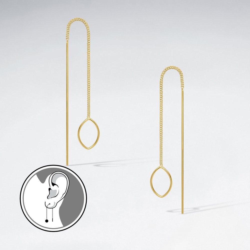 Sterling Silver Openwork Teardrop Threader Earrings