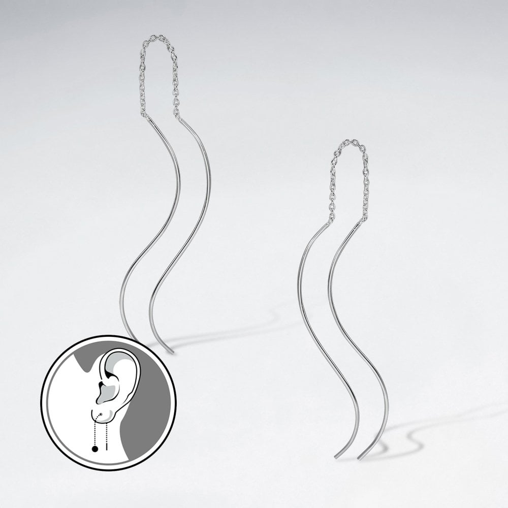 Sterling Silver Wavy Threader Earrings