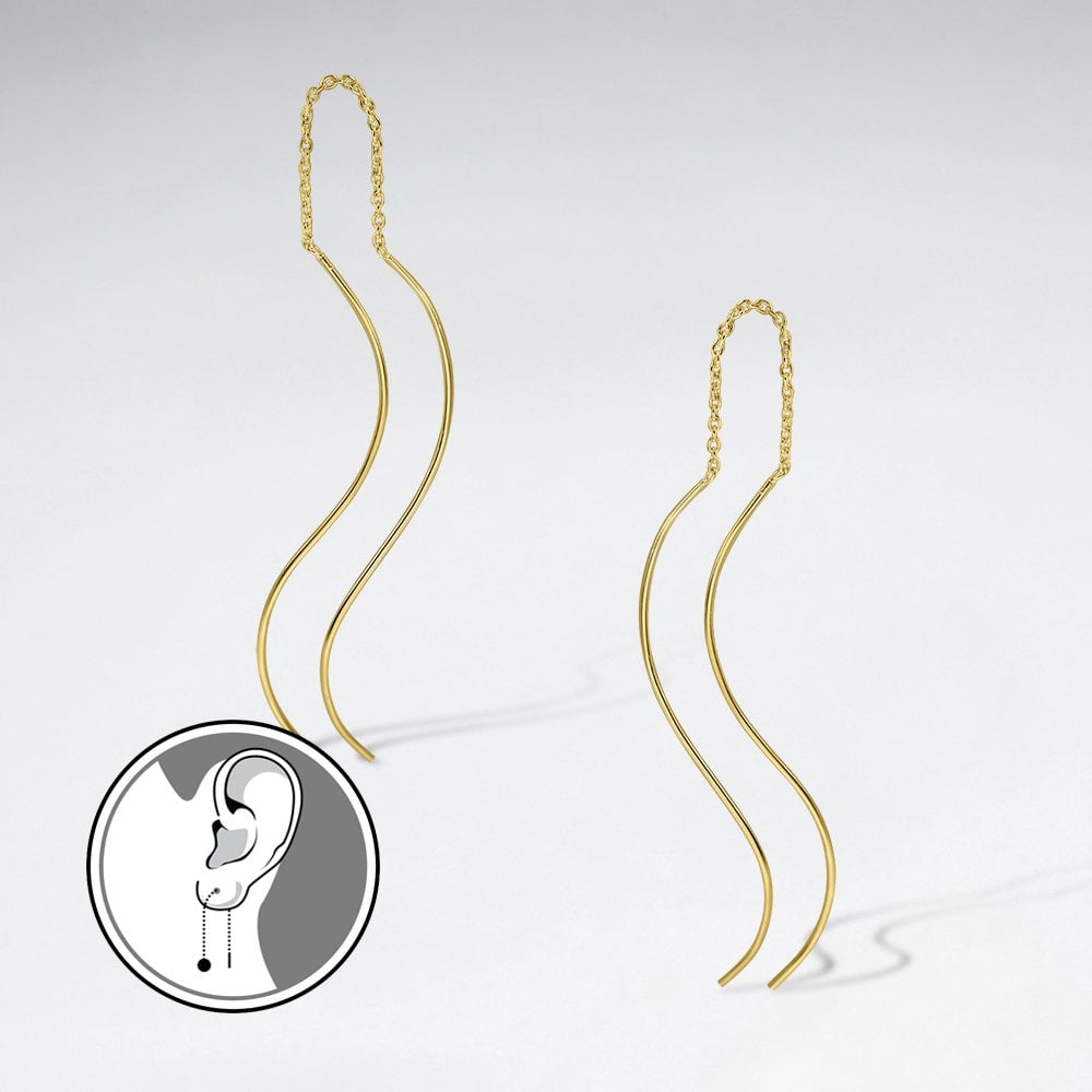 Sterling Silver Wavy Threader Earrings
