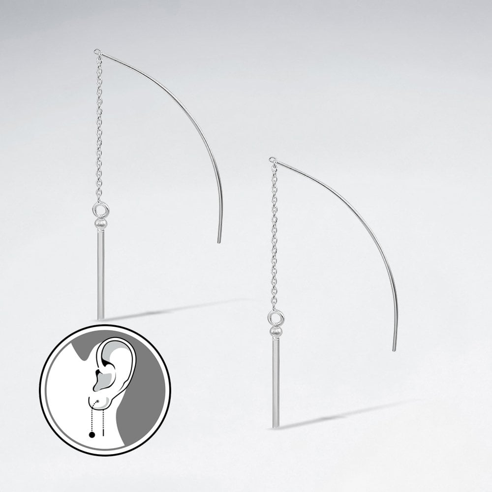 Silver Sterling Jewelry Silver Ear Thread Earrings