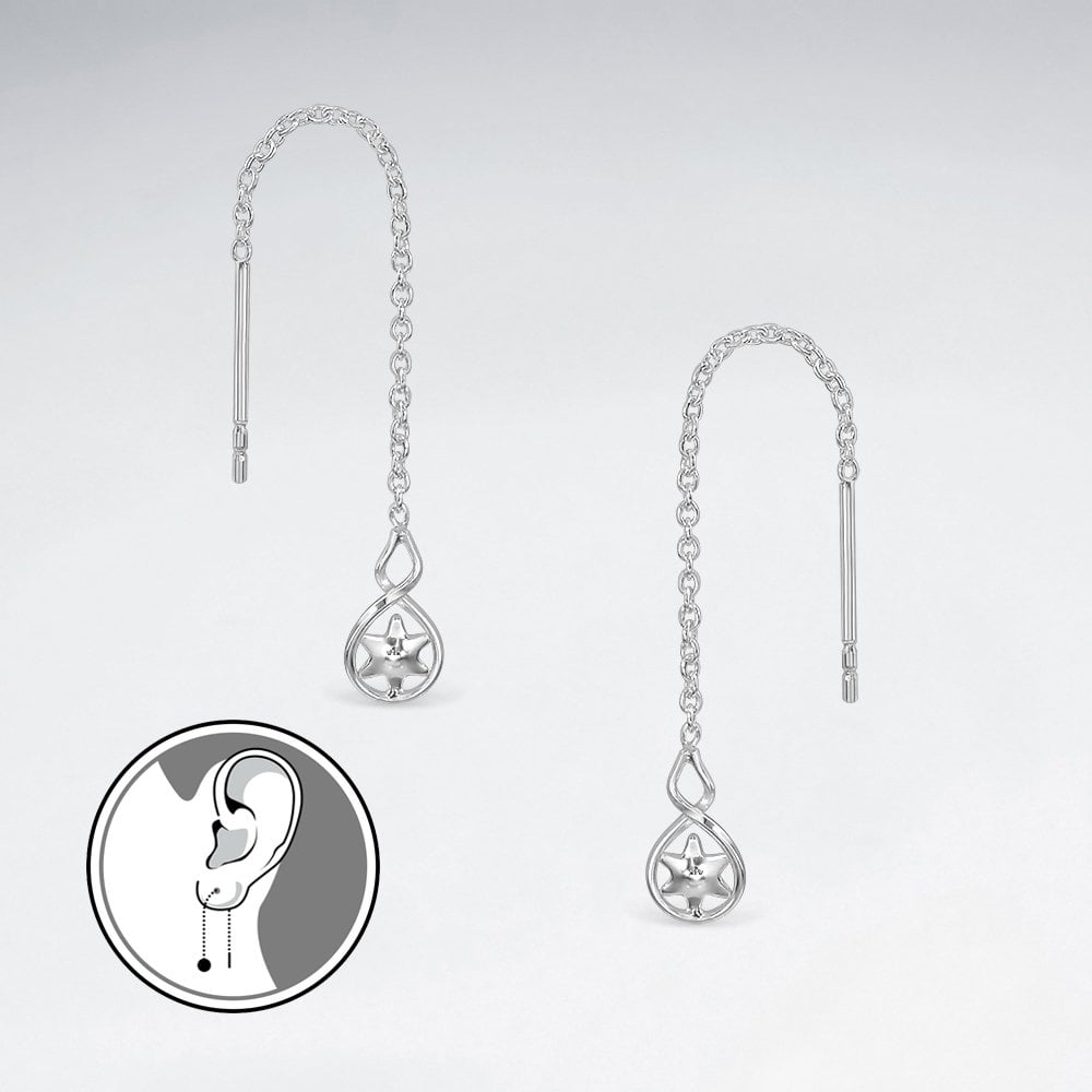 Chic Star Teardrop Suspended Chain Dangle Earrings