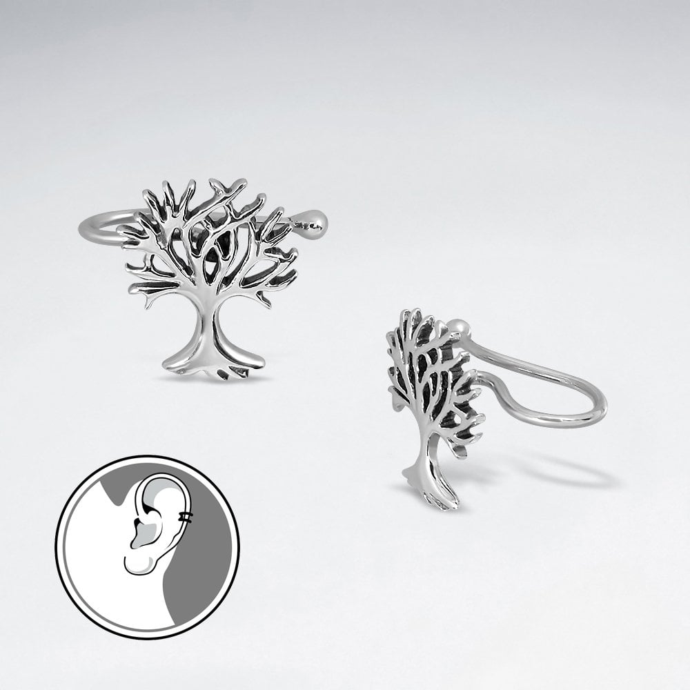 Sterling Silver Beautiful Detailed Tree Ear cuffs