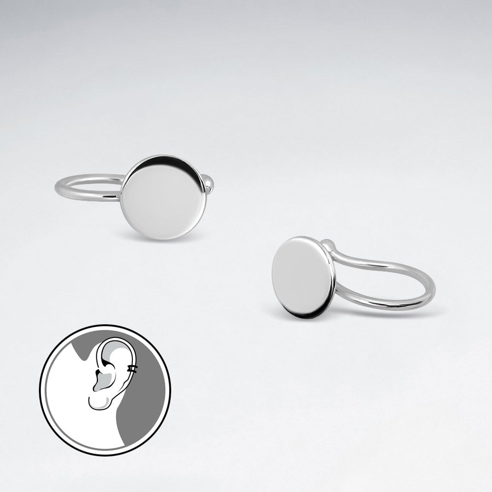 Sterling Silver Button Circle Ear cuffs