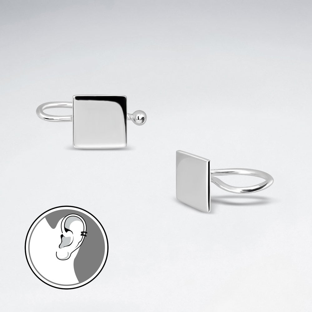 Sterling Silver Square Silhouette Ear cuffs