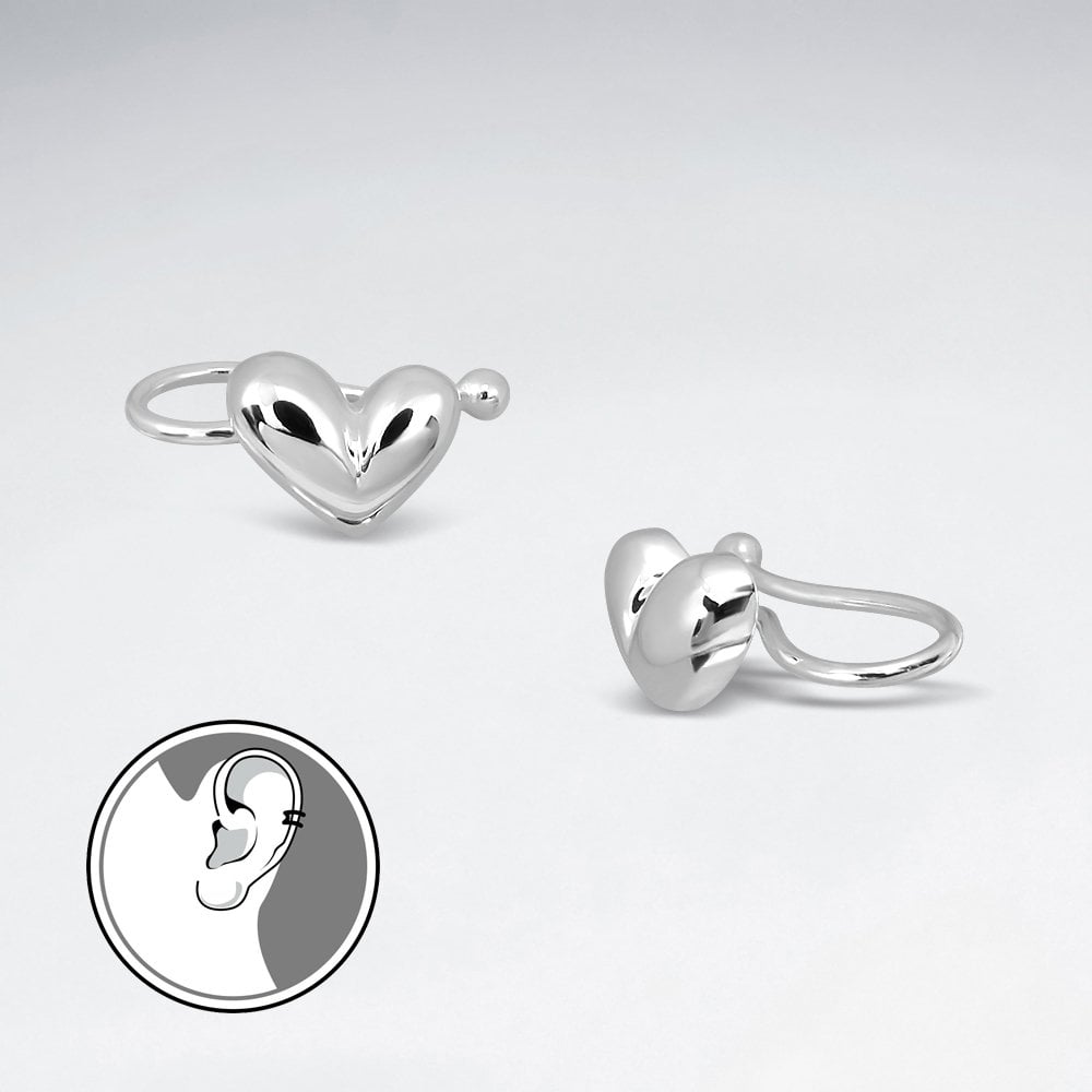 Sterling Silver Chunky Hearts Ear cuffs