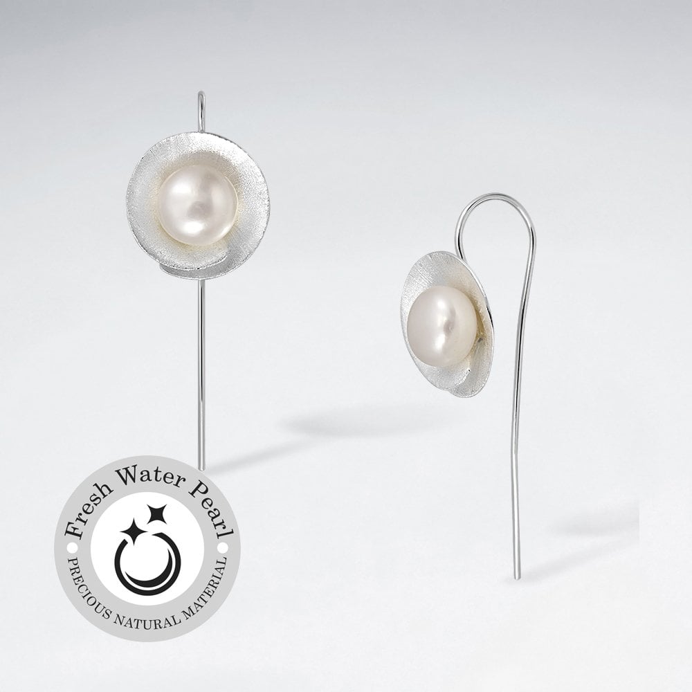 Blooming Lily Pearl Earrings in Sterling Silver