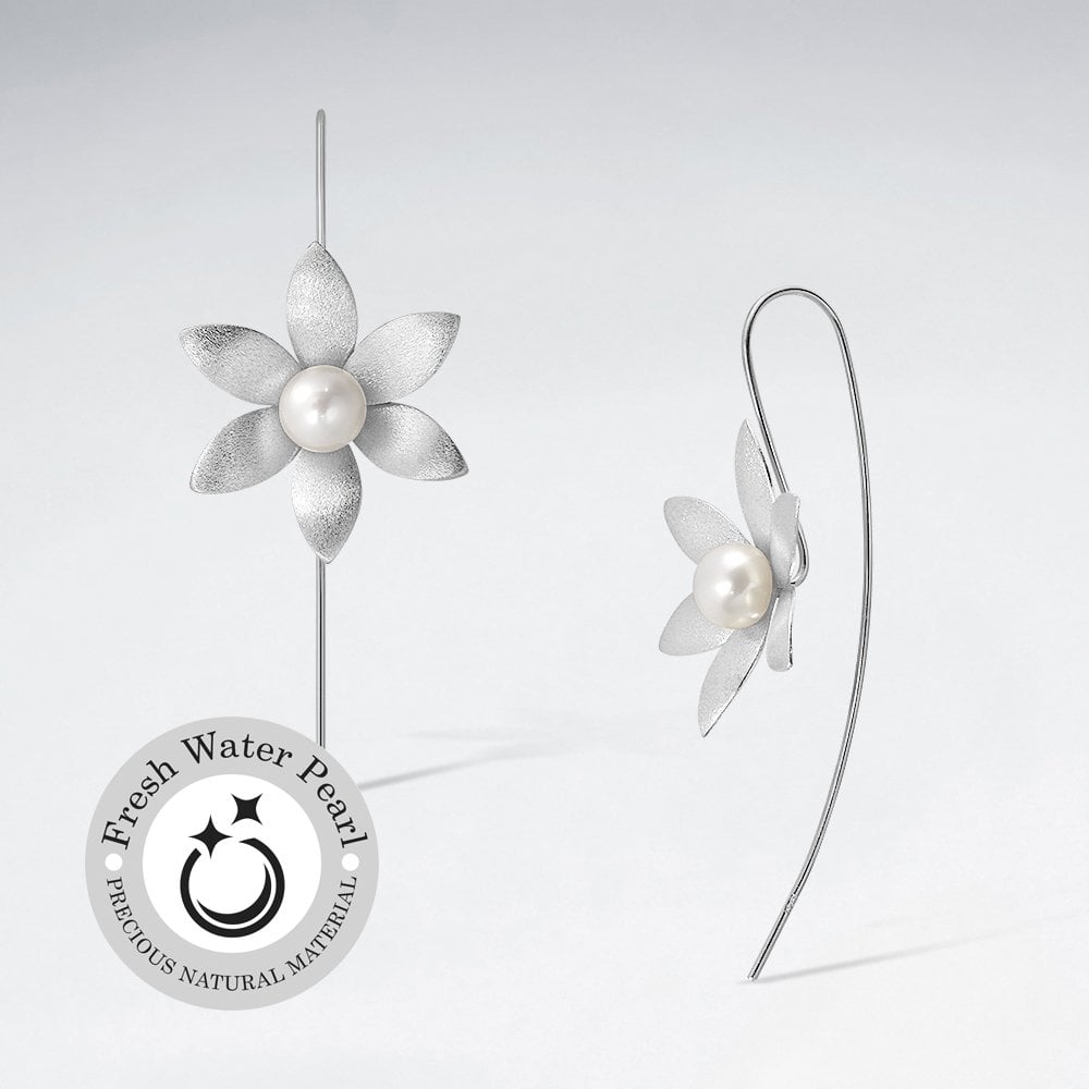 Garden Romance Sterling Silver Threader Hook Earrings