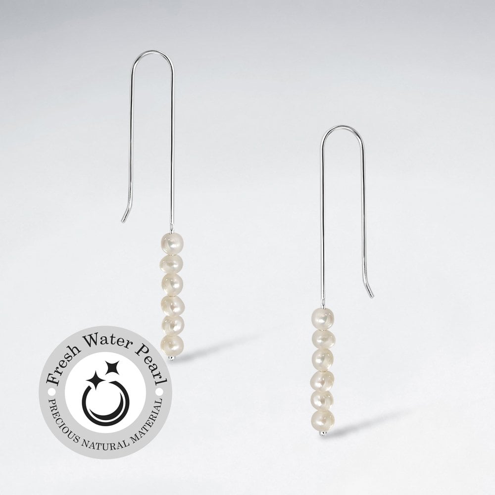 Sterling Silver Threader Hook Pearl Strung Earrings