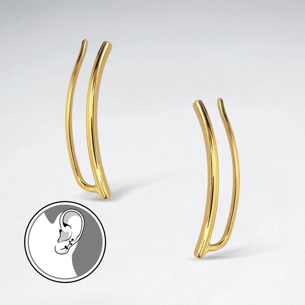 Sterling Silver Linear Lines Ear Crawler