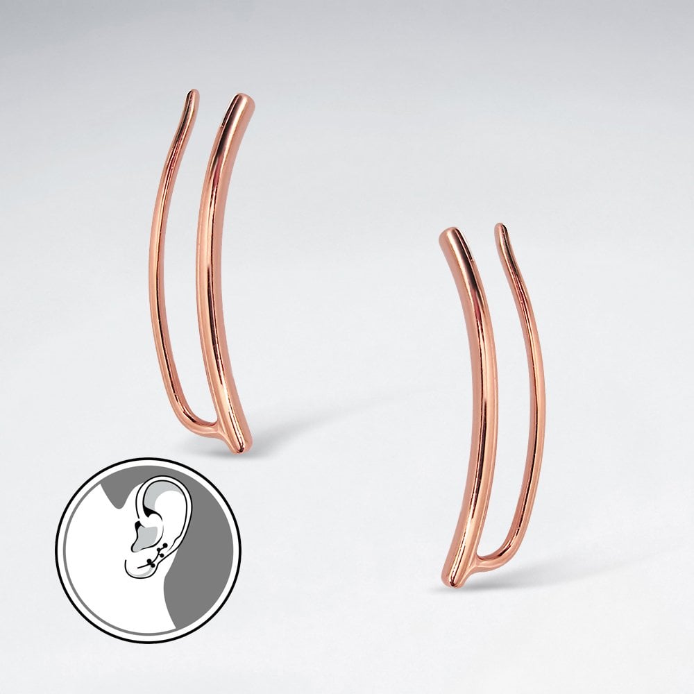 Sterling Silver Linear Lines Ear Crawler