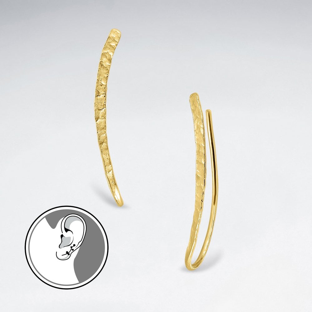 Sterling Silver Textured Curved Bar Ear Crawler