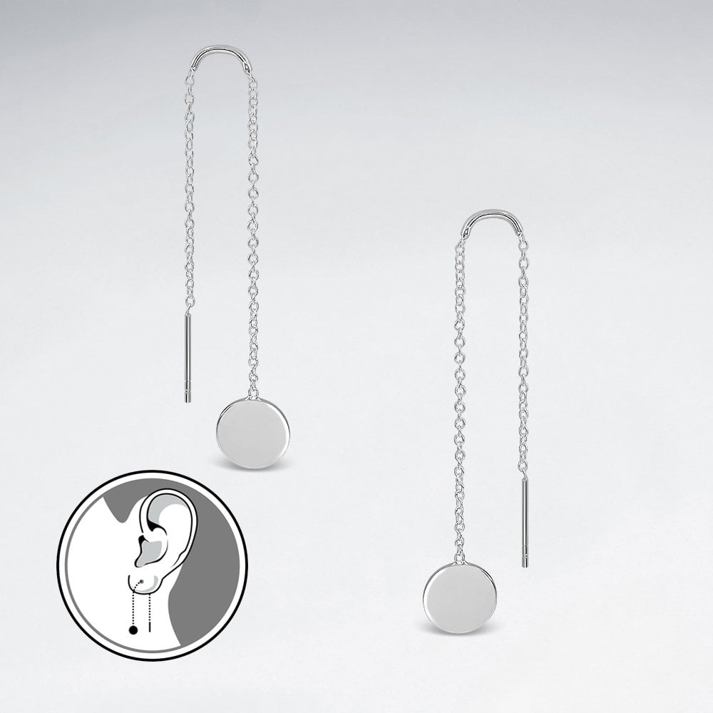 Sterling Silver Circle Silhouette Threader Earrings