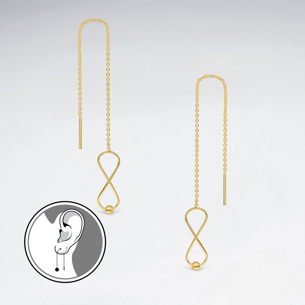 Sterling Silver Openwork Threader Infinity Chain Earrings