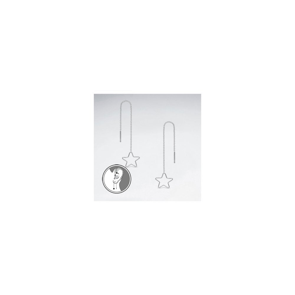 Sterling Silver Openwork Star Threader Earrings