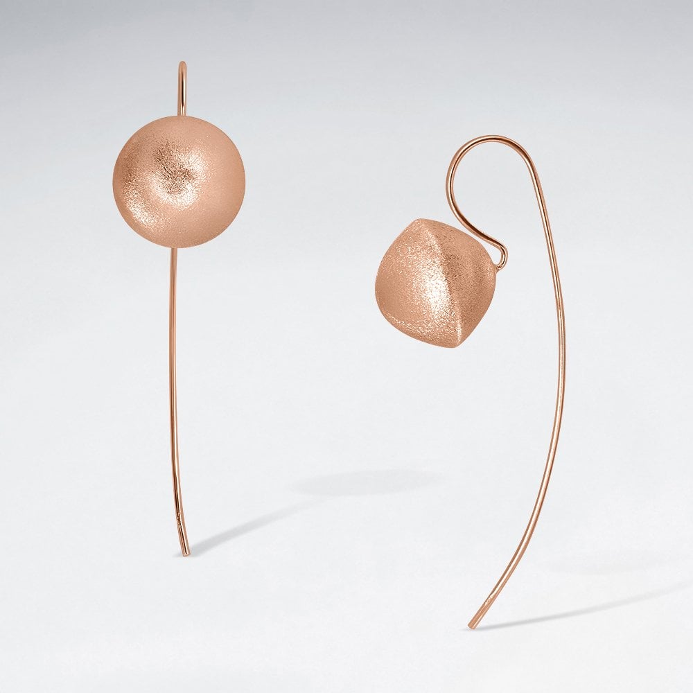 Sterling Silver Matte Pinched Ball Drop Hook Earrings