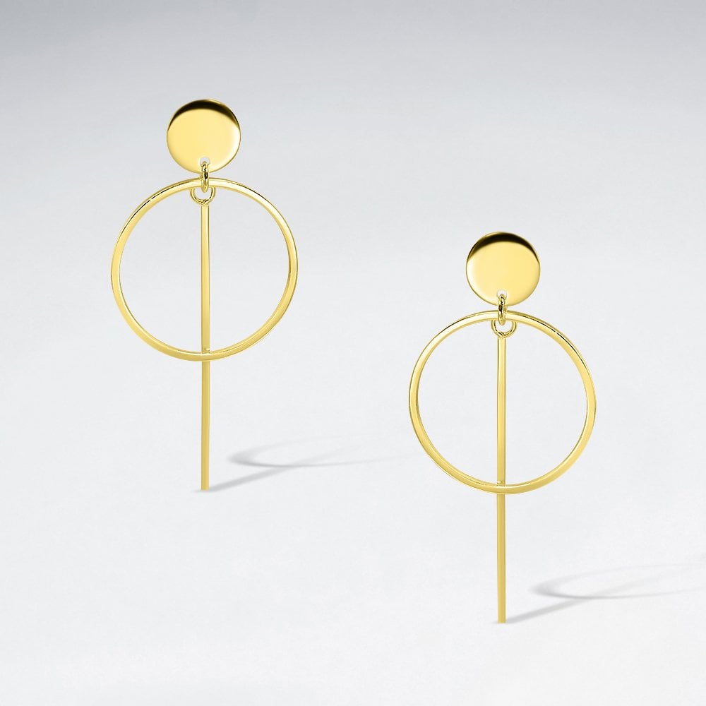 Sterling Silver Hoop and Line Stud Dangle Earrings