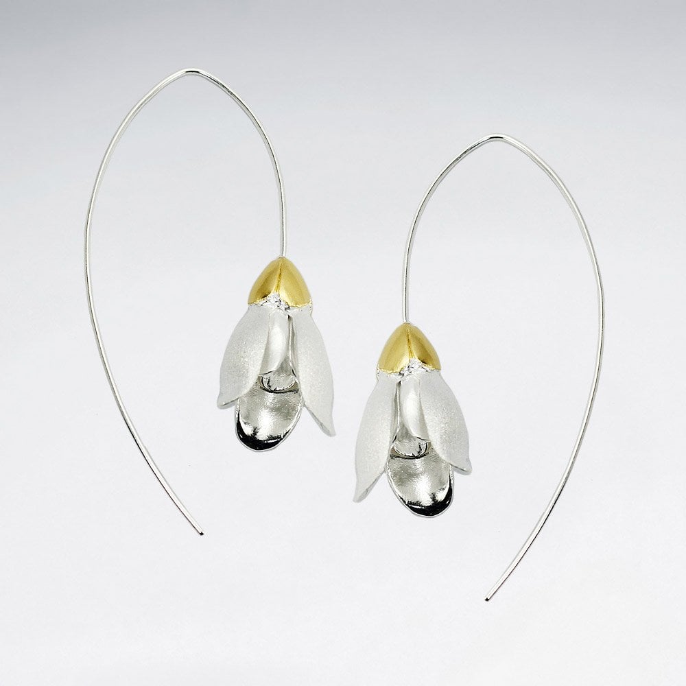 Sterling Silver Flower Blossom Bud Earrings