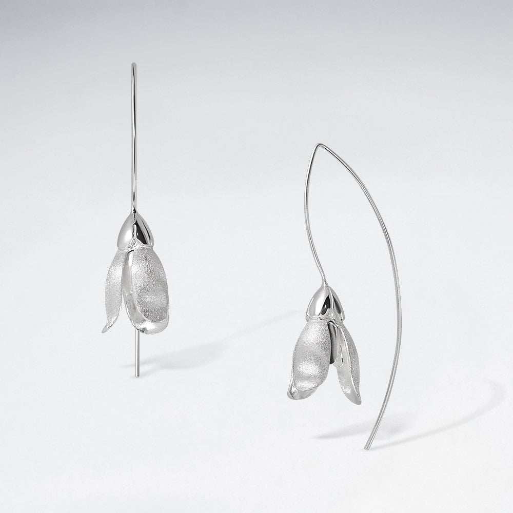 Sterling Silver Flower Blossom Bud Earrings