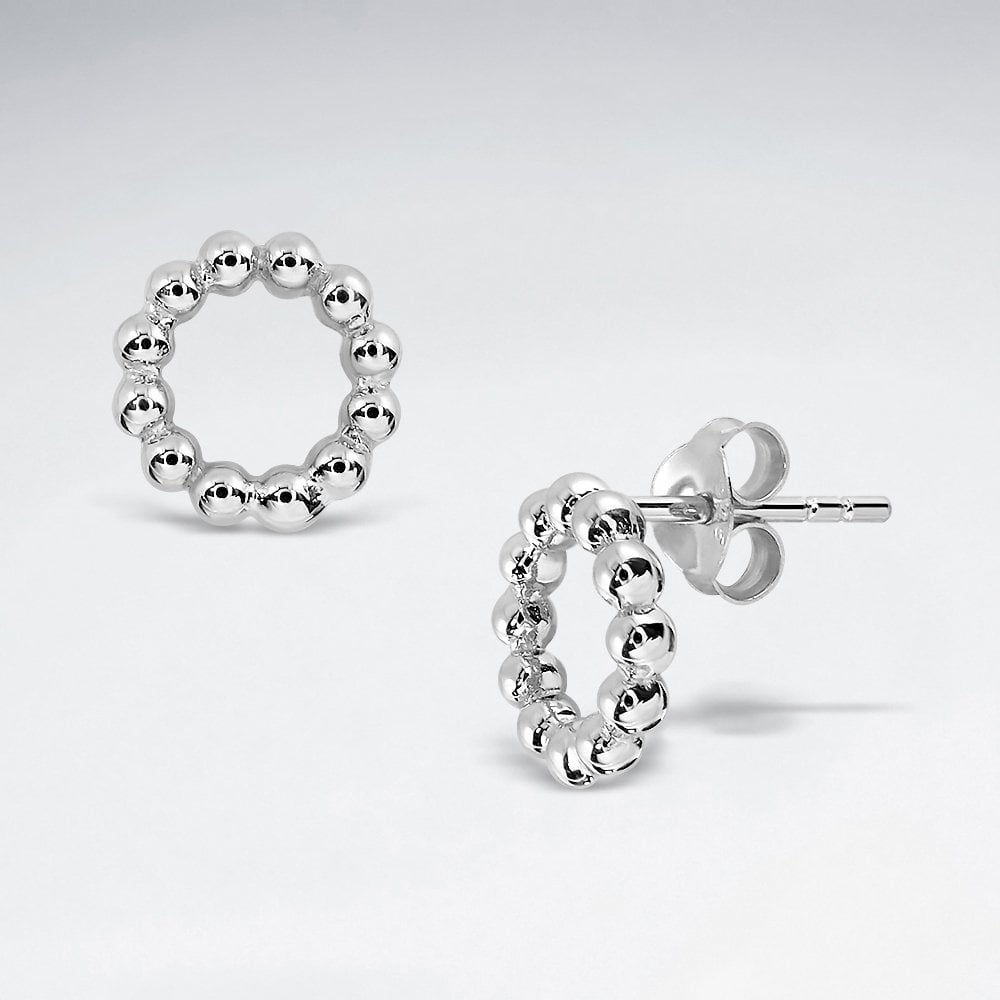 Sterling Silver Ball Hoop Wreath Stud Earrings