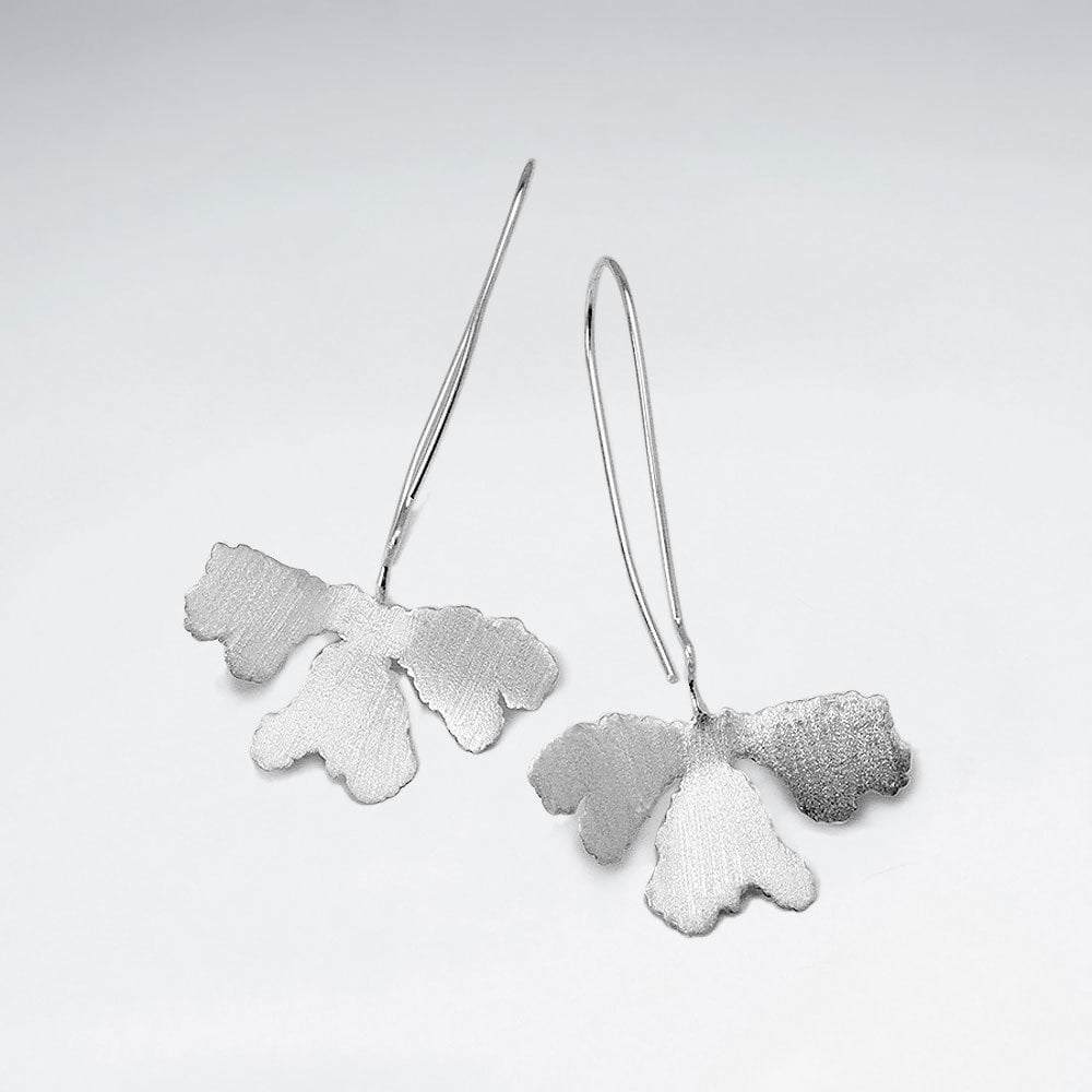 Drop Clover Organic Design Sterling Silver Earrings