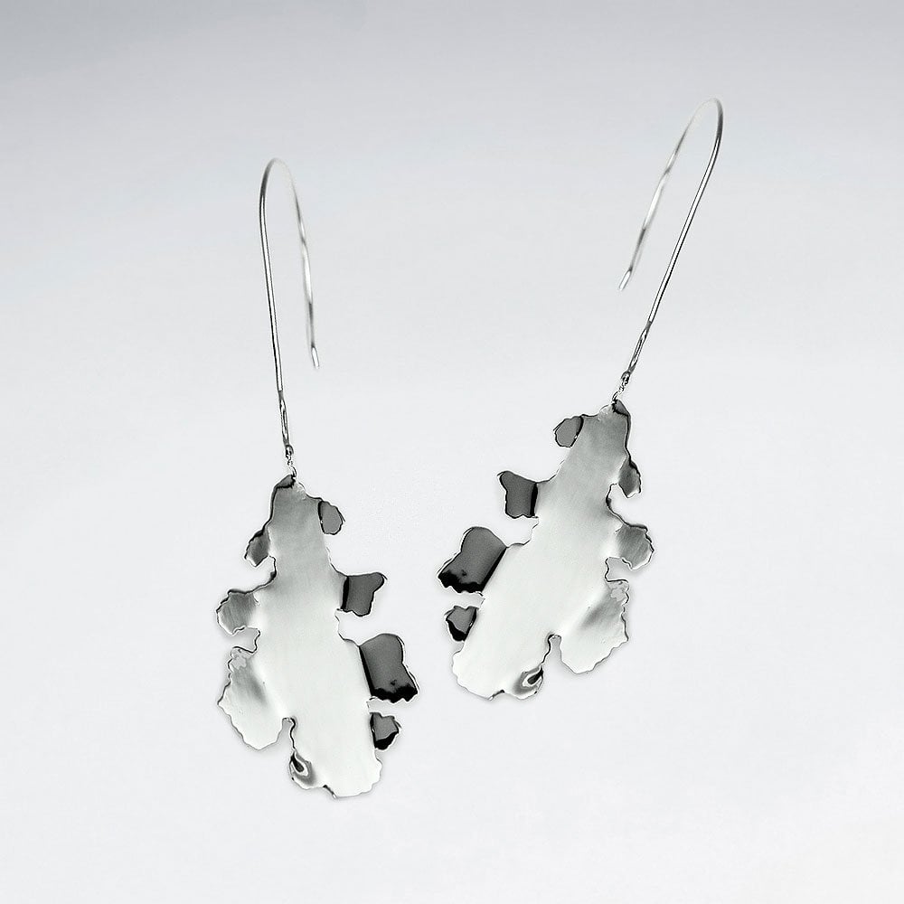 Sterling Silver Smooth Curved Leaf Inspired Drop Earrings