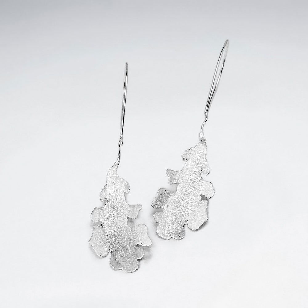 Sterling Silver Smooth Curved Leaf Inspired Drop Earrings