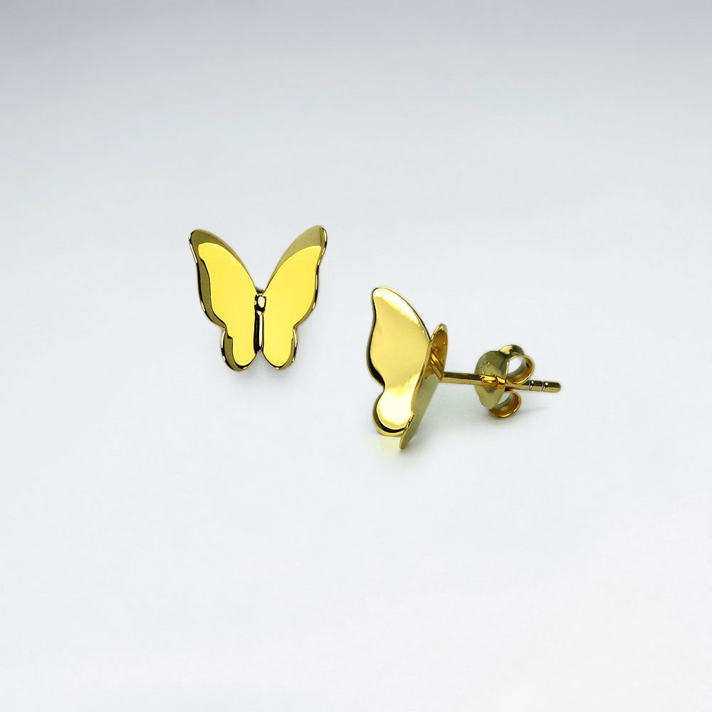 Sterling Silver Butterfly Silhouette Stud Earrings