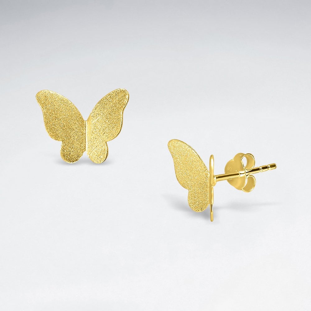Sterling Silver Butterfly Silhouette Stud Earrings