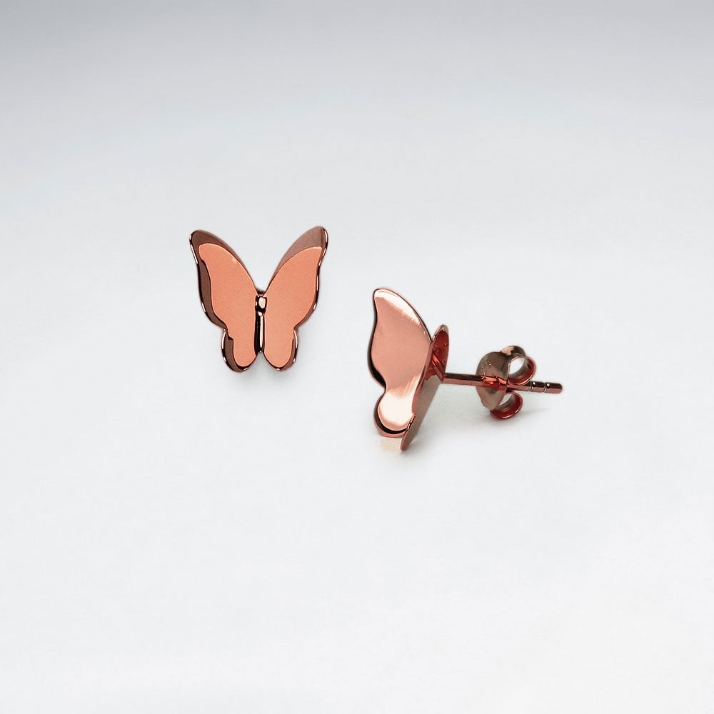 Sterling Silver Butterfly Silhouette Stud Earrings