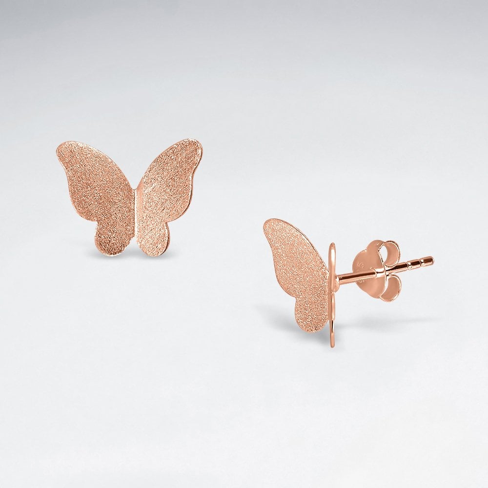 Sterling Silver Butterfly Silhouette Stud Earrings