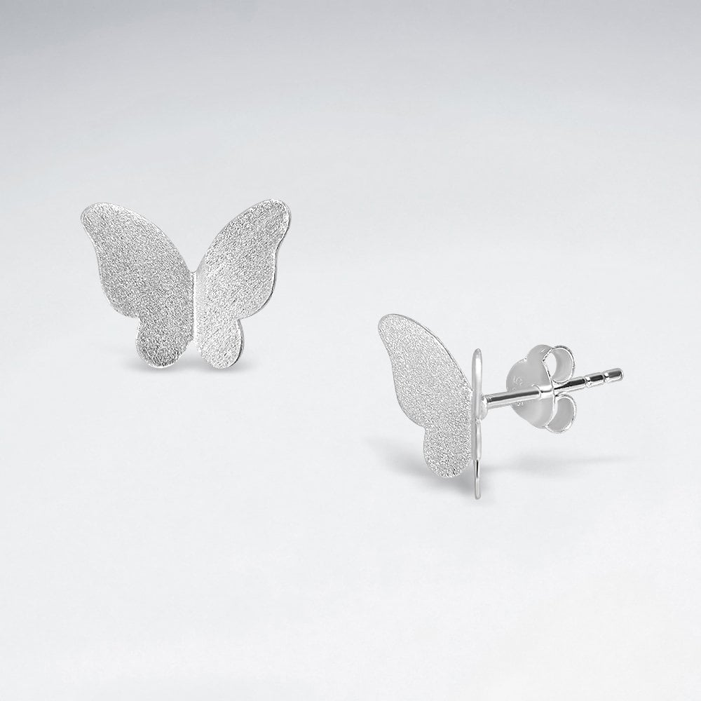 Sterling Silver Butterfly Silhouette Stud Earrings
