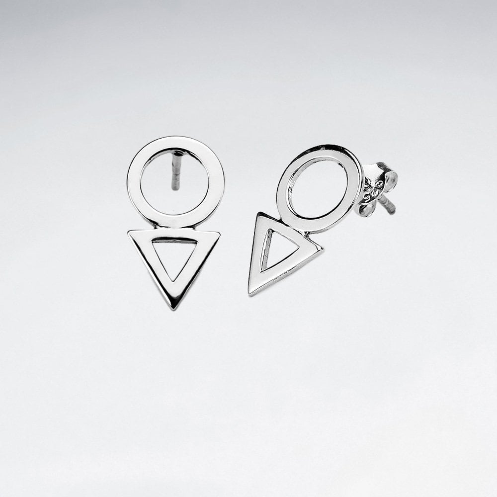 GeoMix Modern Glam Sterling Silver Openwork Drop Stud Earrings