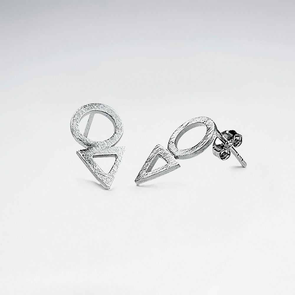 GeoMix Modern Glam Sterling Silver Openwork Drop Stud Earrings