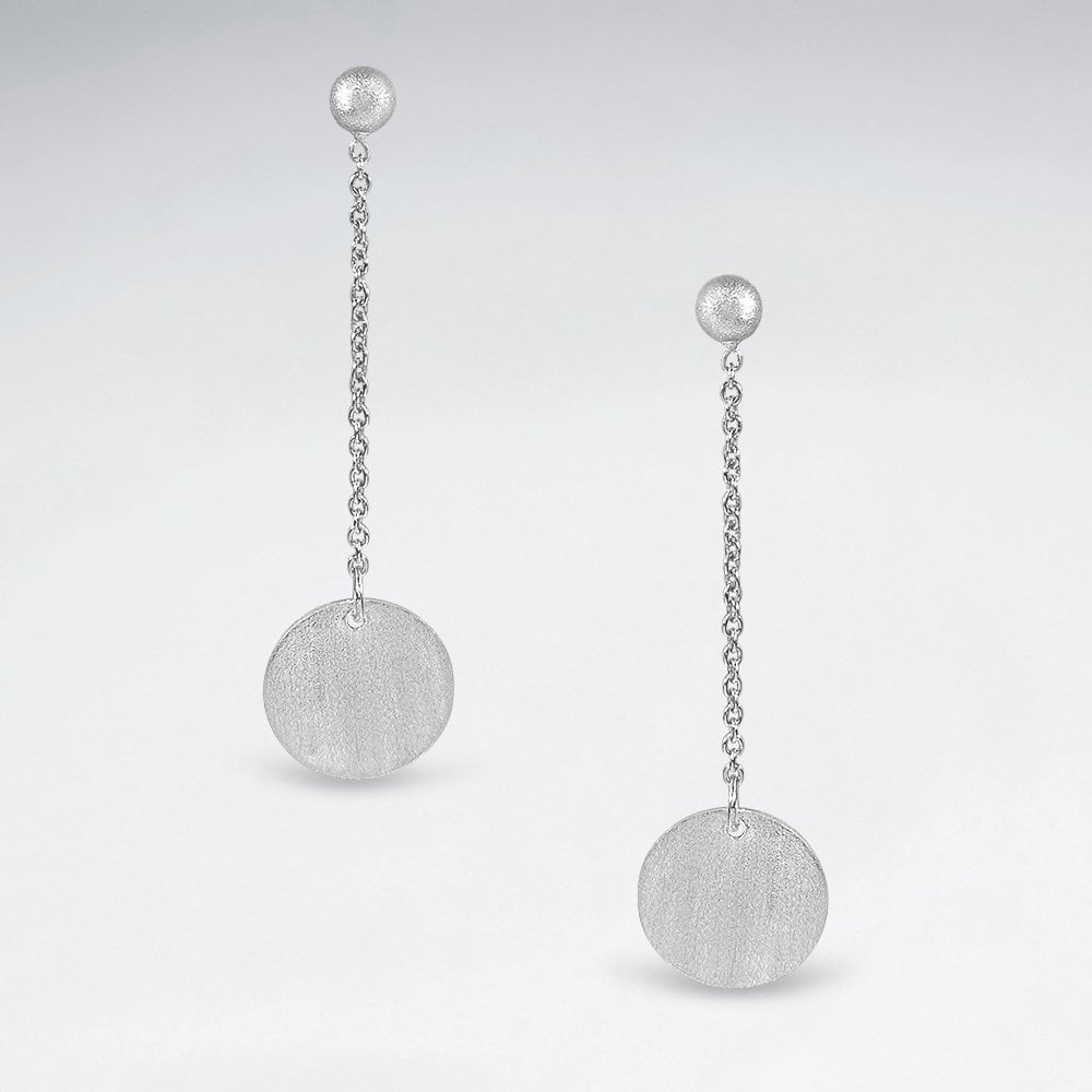 Sterling Silver Circle Silhouette Chain Dangle Earrings