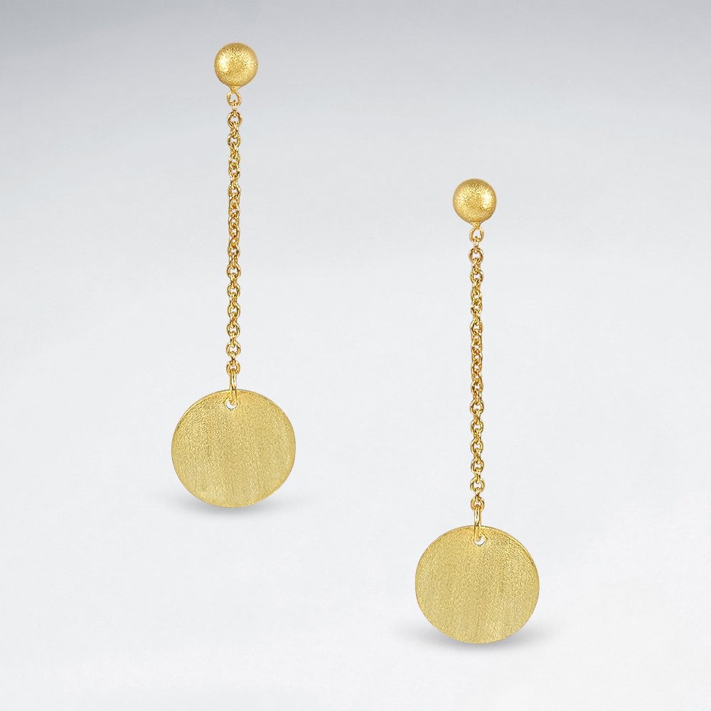 Sterling Silver Circle Silhouette Chain Dangle Earrings