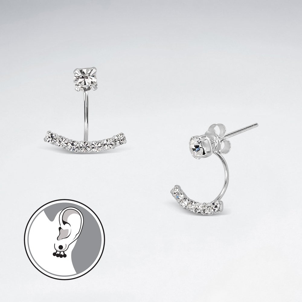 Sterling Silver Cubic Zirconia Ear Jacket Earrings