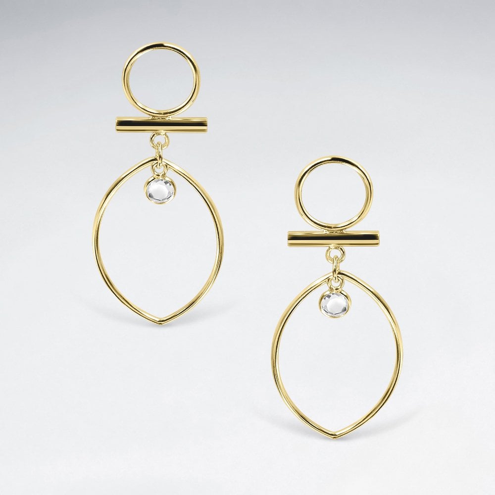Sterling Silver Openwork CZ Geometric Teardrop Earrings