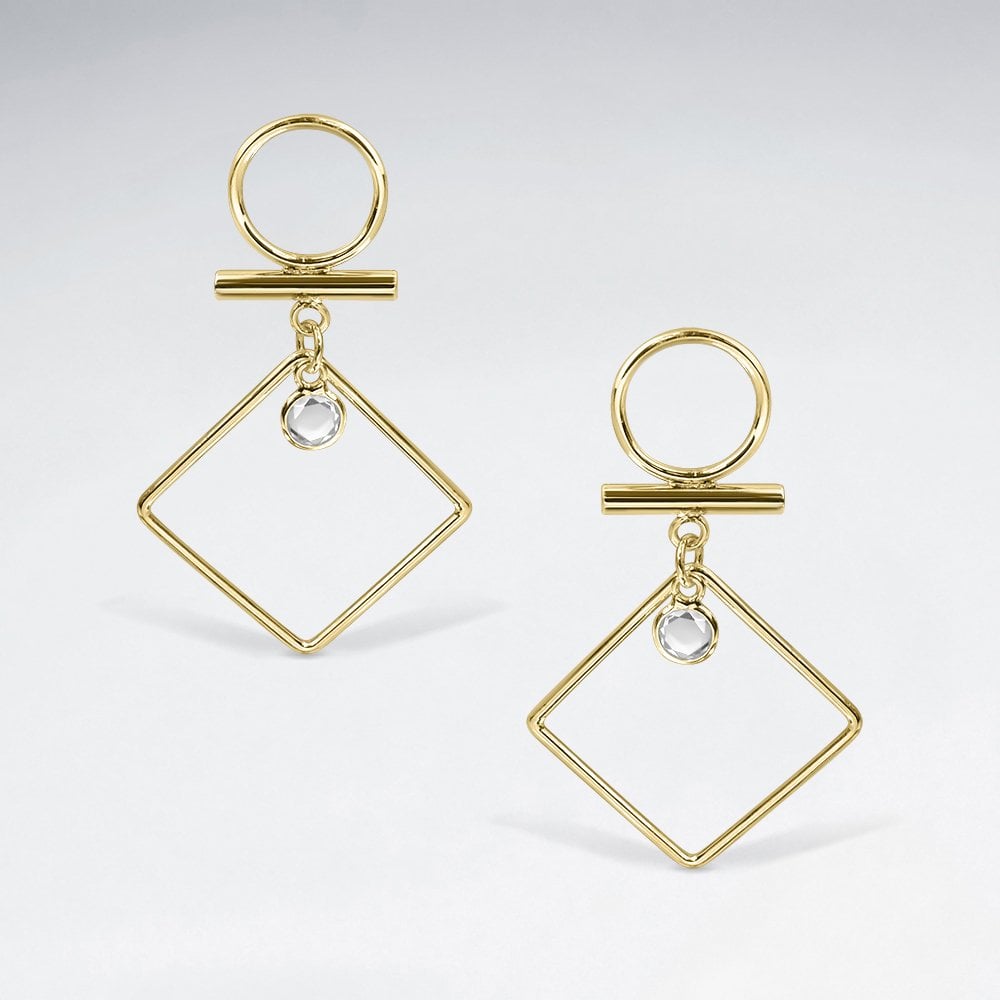 Sterling Silver Openwork CZ Geometric Marquis Earrings