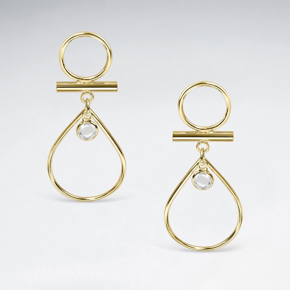 Sterling Silver Openwork CZ Geometric Drop Earrings