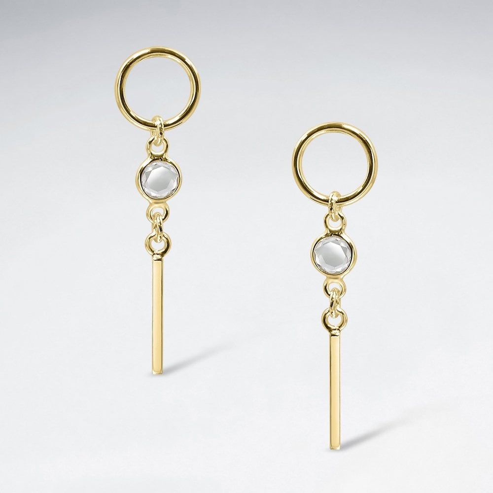 Sterling Silver CZ Geometric Drop Dangle Earrings