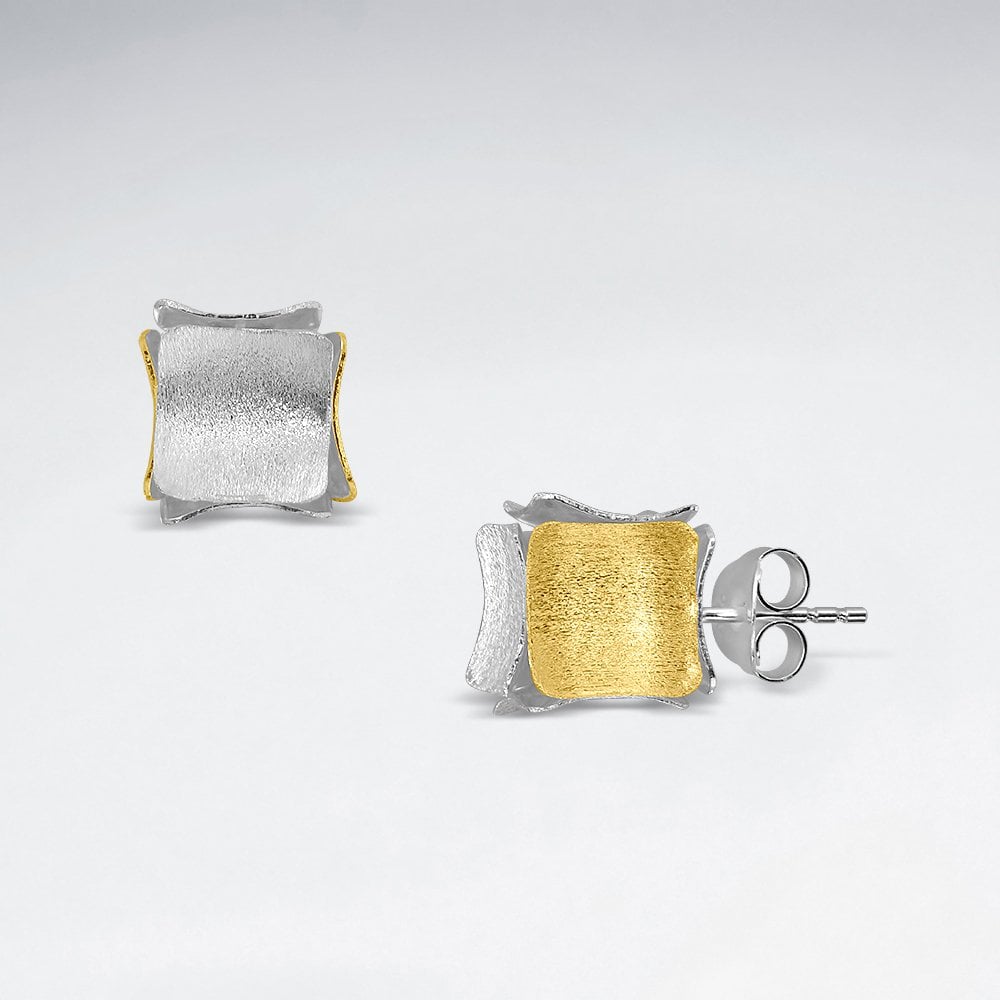 Sterling Silver Dimensional Cube Stud Earrings