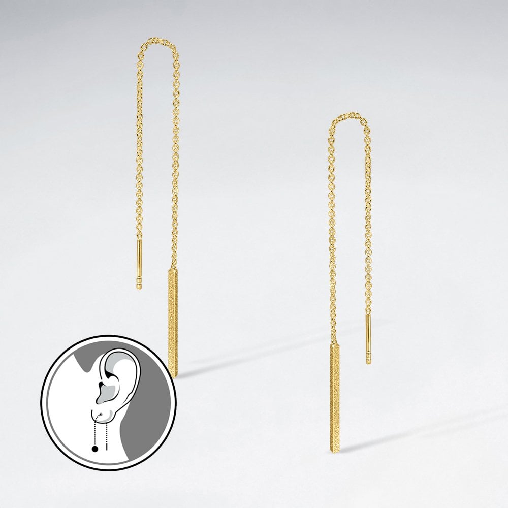 Long Sterling Silver Threader Chain Bar Earrings