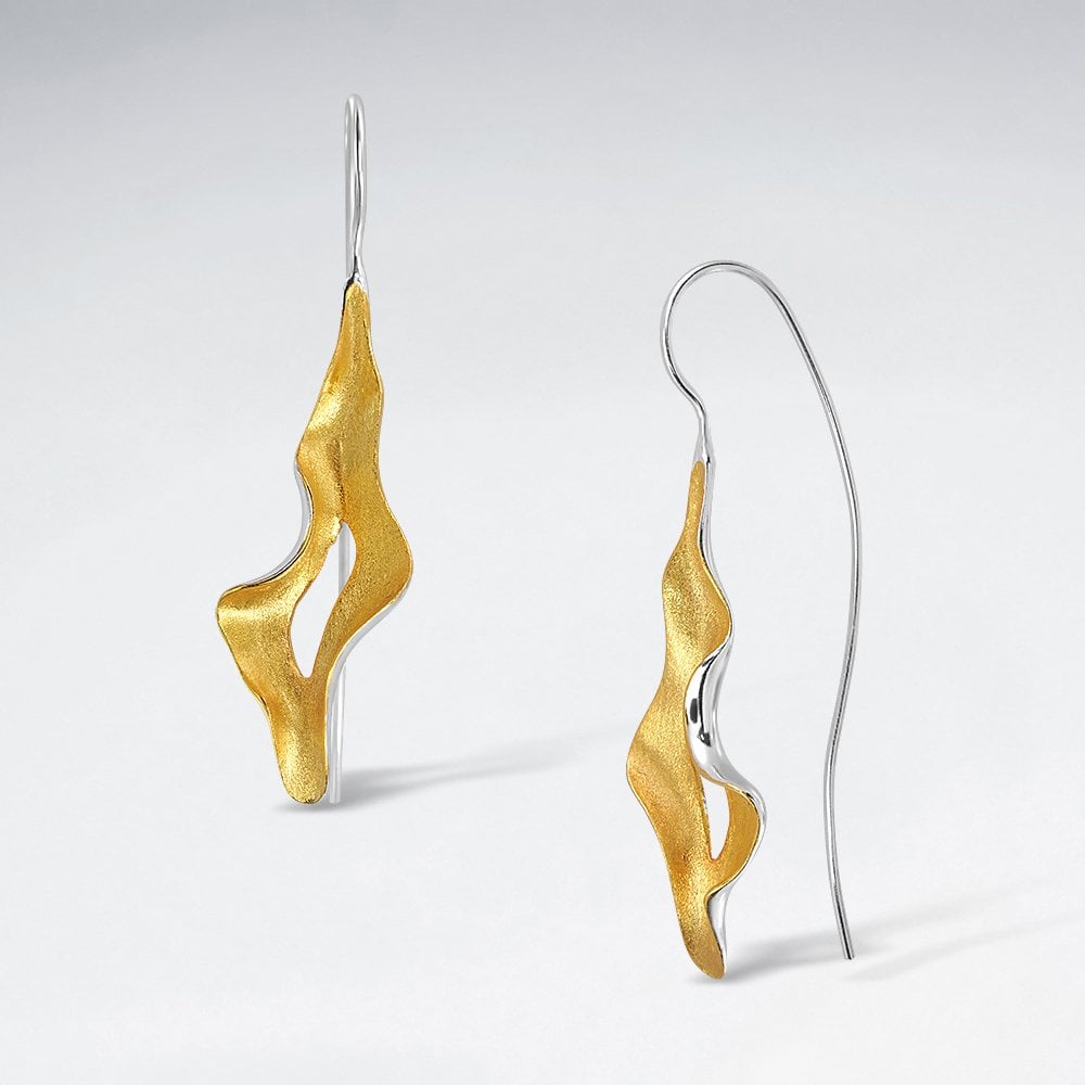Sterling Silver Freeform Leaf Drop Earrings