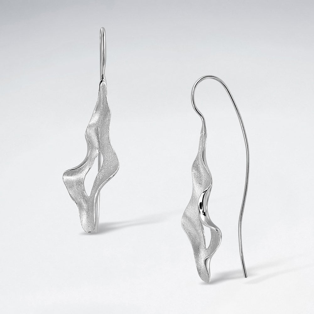 Sterling Silver Freeform Leaf Drop Earrings