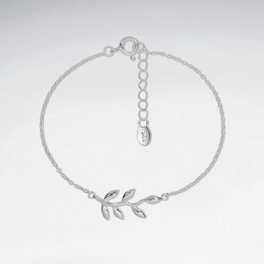 Sterling Silver Olive Branch Adjustable Bracelet