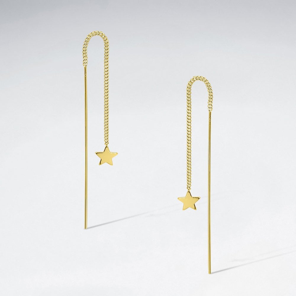 Matte Finishing Wish Upon a Star Sterling Silver Threader Earrings